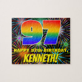 97. Geburtstag: Spaß, farbenfrohe feierliche Feuer Puzzle