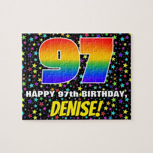 97. Geburtstag — Spaß, farbenfrohe Sternenweltenmu Puzzle (Horizontal)