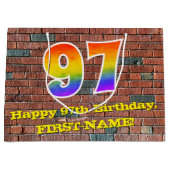 97. Geburtstag: Spaß, Graffiti-Inspiriert Regenbog Große Geschenktüte (Vorderseite)