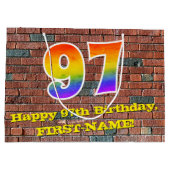 97. Geburtstag: Spaß, Graffiti-Inspiriert Regenbog Große Geschenktüte (Rückseite)