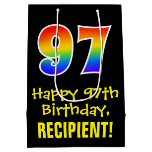 97. Geburtstag: Spaß, kühl, farbig, Regenbogen "97 Mittlere Geschenktüte