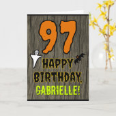 97. Geburtstag: Spooky Halloween Thema, Individuel Karte (Gelbe Blume)