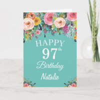 97. Geburtstag Wasserfarben Blume Aquamarin