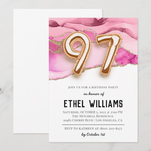 97. Geburtstagsparty Einladung (Vorne/Hinten)
