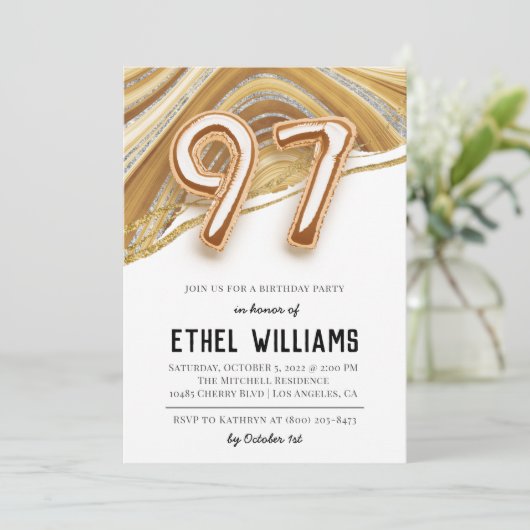 97. Geburtstagsparty Einladung (Stehend Vorderseite)