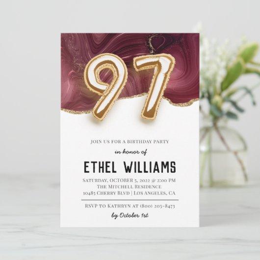 97. Geburtstagsparty Einladung (Stehend Vorderseite)