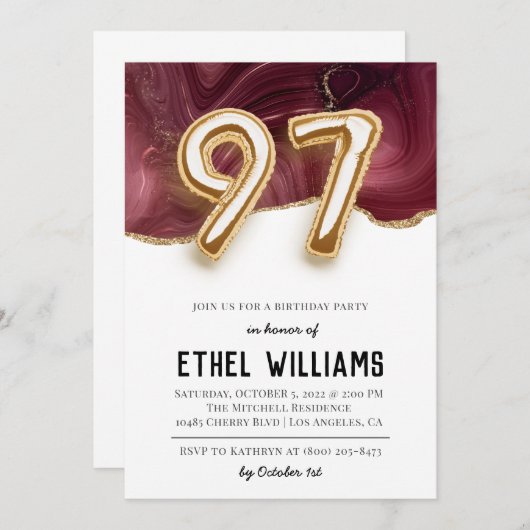 97. Geburtstagsparty Einladung (Vorne/Hinten)