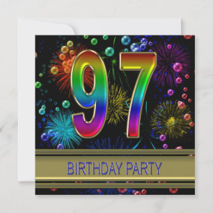 97. Geburtstagsparty Einladung mit Blasen