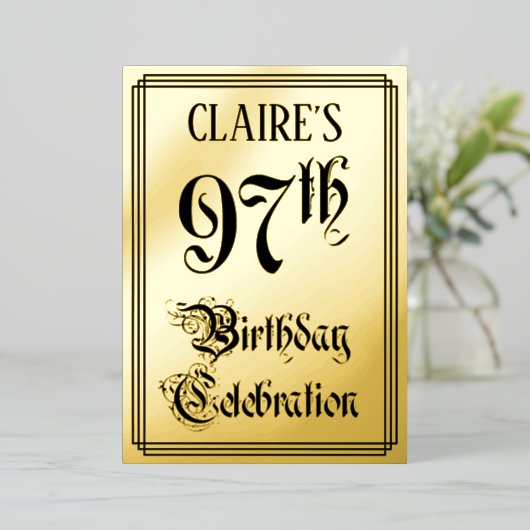 97. Geburtstagsparty — Elegantes Script + Individu Folieneinladung (Stehend vorne)