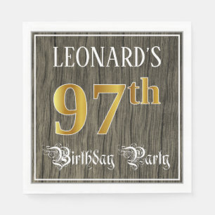 97. Geburtstagsparty - Imitate Gold & Imitate Wood Serviette