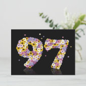 97. Geburtstagsparty mit Blumenbriefen Einladung (Stehend Vorderseite)