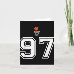 97er Basketball im Vintage-Stil Weiß Karte