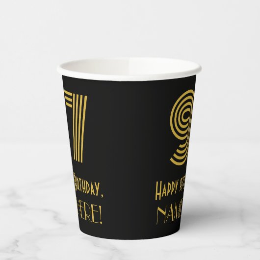 97th Birthday: Art Deco Inspired Look “97” & Name Pappbecher (Links)