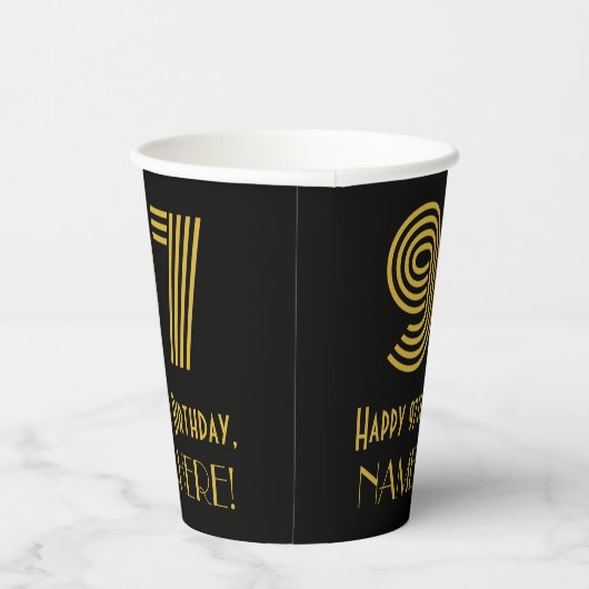 97th Birthday: Art Deco Inspired Look “97” & Name Pappbecher (Rechts)