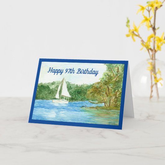 97th Birthday Sailboat Card Karte (Gelbe Blume)
