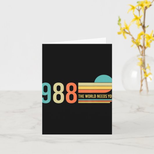 988 Hotline He World Needs You Mental Retro Health Karte (Gelbe Blume)