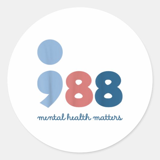 988 Mental Health S Suicide Prevention Awareness  Runder Aufkleber (Vorderseite)