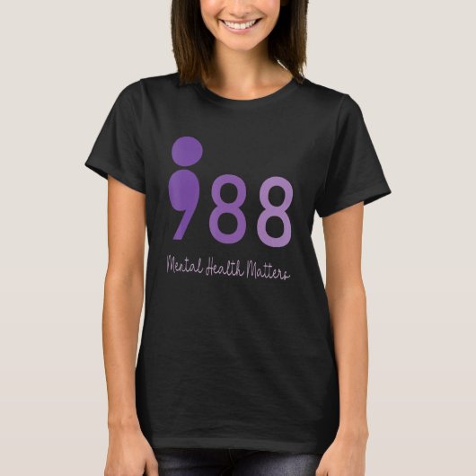 988 Semicolon Mental Health Matters Suicide Preven T-Shirt (Vorderseite)