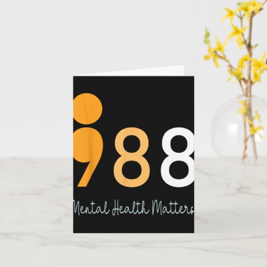 988 Semicolon Mental Health S Suicide Preven Karte (Gelbe Blume)