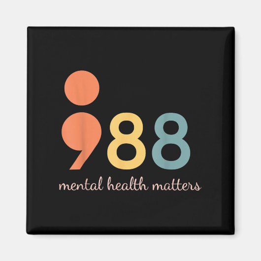 988 Semicolon Mental Health S Suizidprävention 9 Magnet (Vorne)