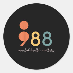 988 Semicolon Mental Health S Suizidprävention Runder Aufkleber
