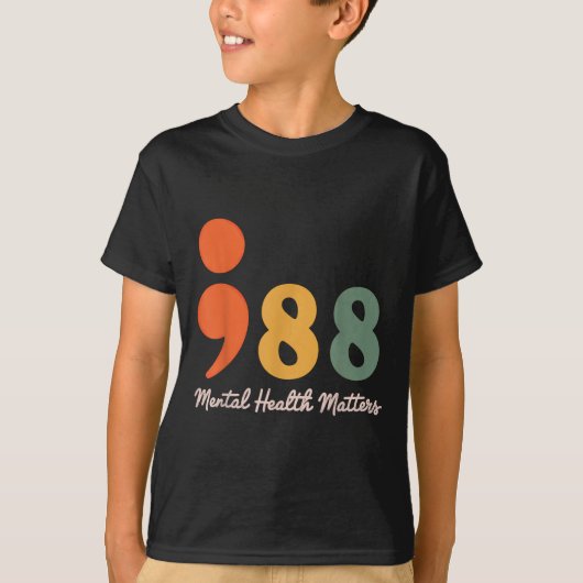 988 Semicolon Mental Health S Suizidprävention T-Shirt (Vorderseite)