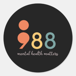 988 Semicolon Psychische Gesundheitsprobleme Suizi Runder Aufkleber