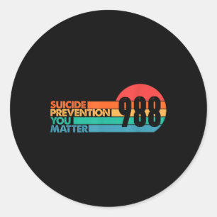 988-Shirt Suizidpräventions-Hotline 988-Bewusstsei Runder Aufkleber