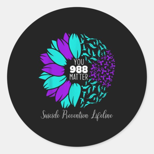 988 Suicide Prevention Awareness Semi-colon You  Runder Aufkleber (Vorderseite)