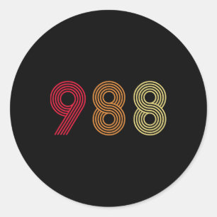 988 T-Shirt Suizidprävention Hotline Health Mental Runder Aufkleber