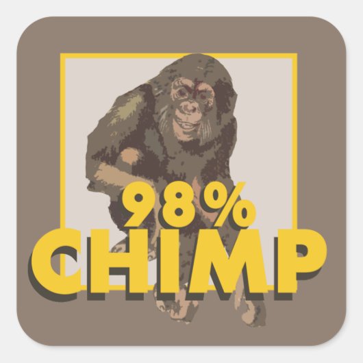 98 % Chimp-Aufkleber Quadratischer Aufkleber (Vorderseite)