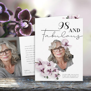 98 & Fabulous Orchid-Foto-Geburtstagskarte Karte