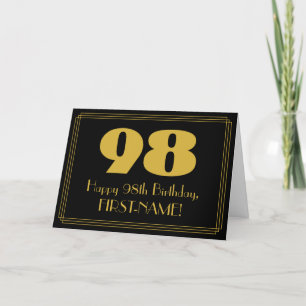98. Geburtstag: Art Deco inspiriertes Aussehen "98 Karte