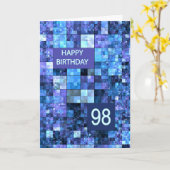 98. Geburtstag, Blue Squares, Karte (Gelbe Blume)