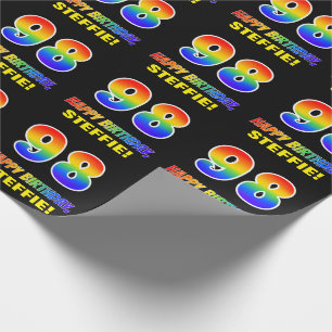 98. Geburtstag: Bold, Fun, Simple, Rainbow 98 Geschenkpapier