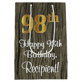 98. Geburtstag: Elegante Imitate Gold Look #, Imit Mittlere Geschenktüte