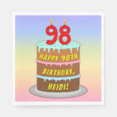 98. Geburtstag: Fun Cake and Candles + Individuell Serviette (Vorderseite)