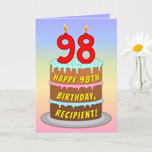 98. Geburtstag — Fun Cake & Candles, w/Individuell Karte (Kleine Pflanze)