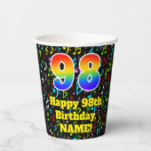 98. Geburtstag: Fun Musiknotens Pattern, Regenboge Pappbecher (Rückseite)