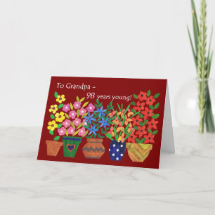 98. Geburtstag für einen Großvater - Blume Power Karte