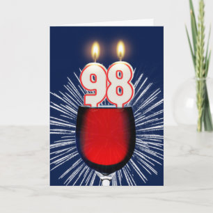 98. Geburtstag mit Wein und Kerzen Karte