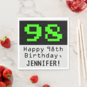 98. Geburtstag - Nerdy / Geeky Style "98" & Name Serviette (Beispiel)