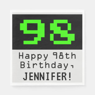 98. Geburtstag - Nerdy / Geeky Style "98" & Name Serviette