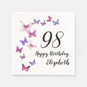 98. Geburtstag Rosa Lila Schmetterlinge Serviette (Vorderseite)