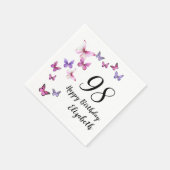 98. Geburtstag Rosa Lila Schmetterlinge Serviette (Ecke)