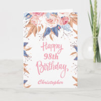 98. Geburtstag Wasserfarbe Botanisches Pink Floral