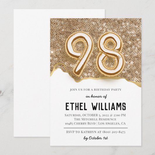 98. Geburtstagsparty Einladung (Vorne/Hinten)