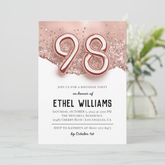 98. Geburtstagsparty Einladung (Stehend Vorderseite)