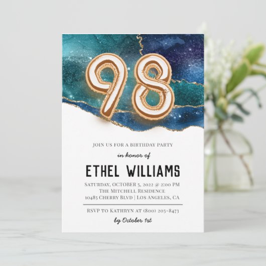 98. Geburtstagsparty Einladung (Stehend Vorderseite)