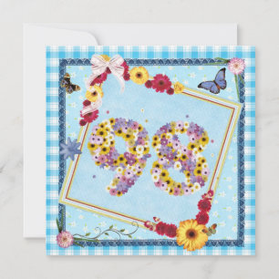 98. Geburtstagsparty Einladung Blume, Schmetterlin